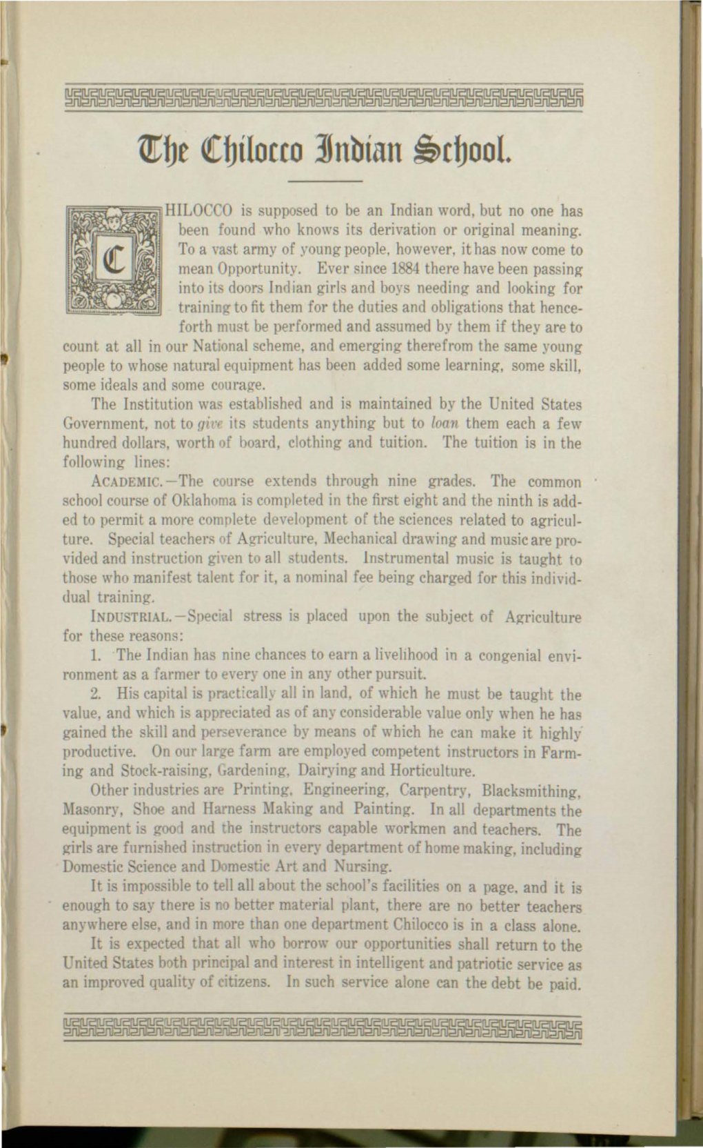 U. S. Indian School, Chilocco, Oklahoma