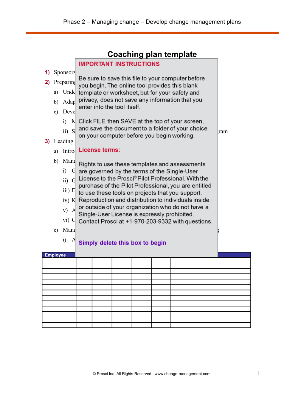 Coaching Plan Template