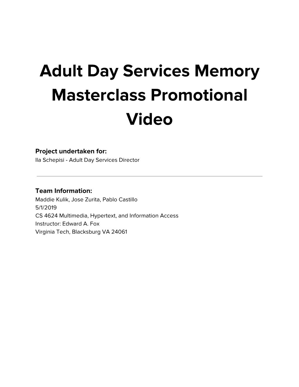 Adult Day Services Memory Masterclass Promotional Video