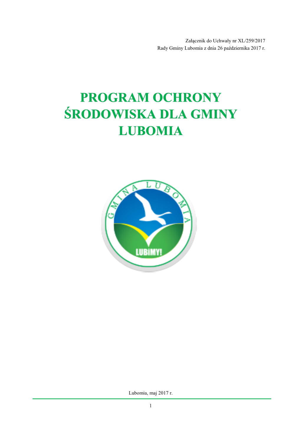 Program Ochrony Środowiska Dla Gminy Lubomia