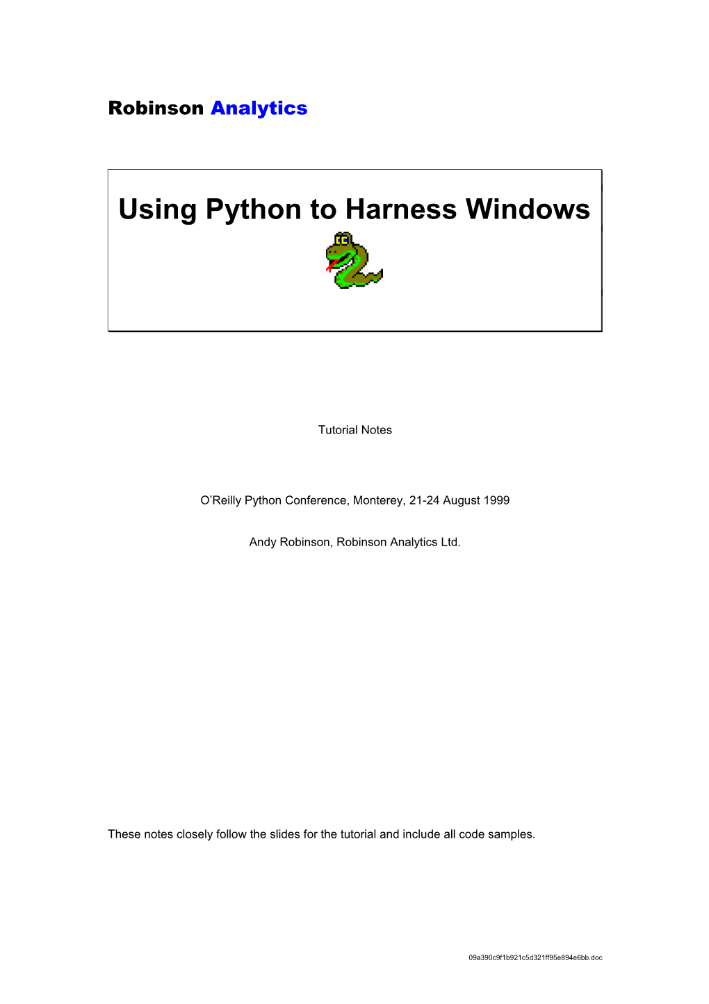 Using Python To Harness Windows