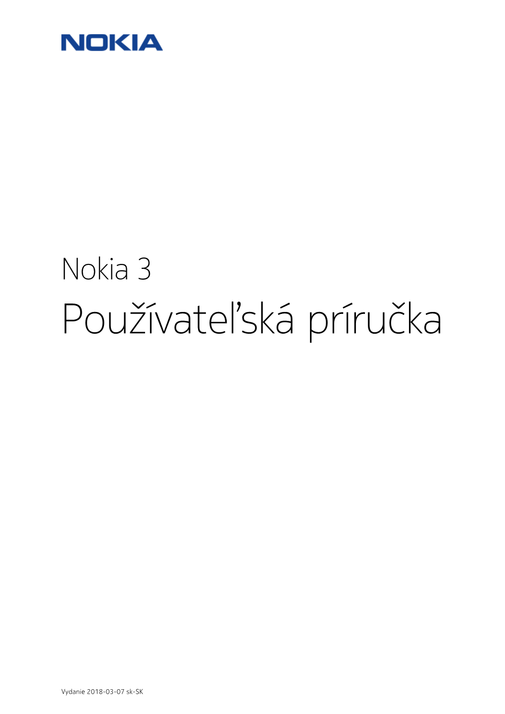 Nokia 3 Používateľská Príručka