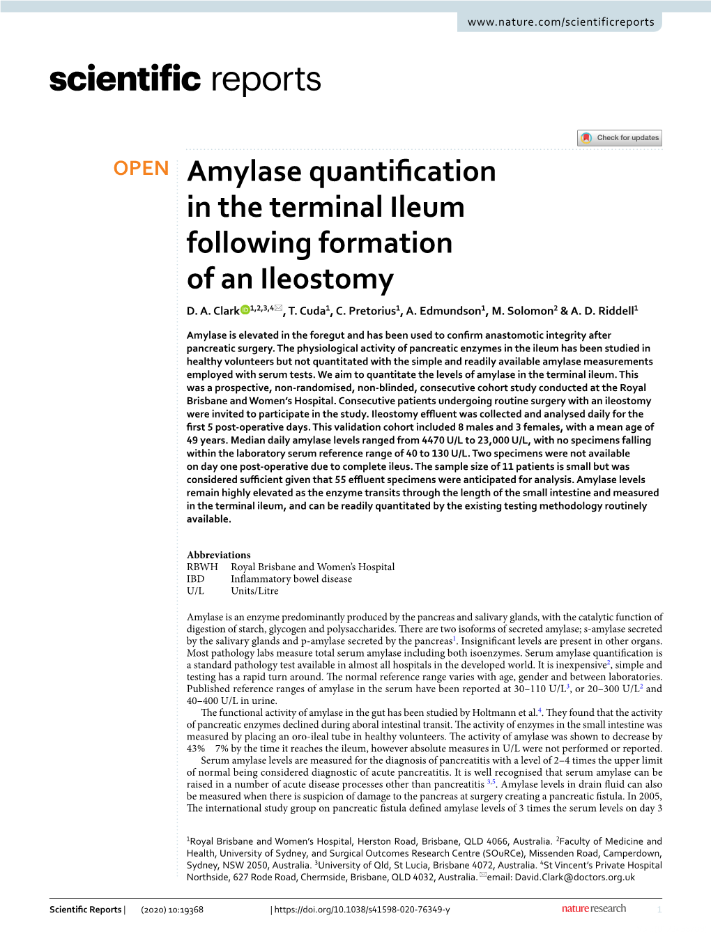 Amylase Quantification in the Terminal Ileum Following Formation of An