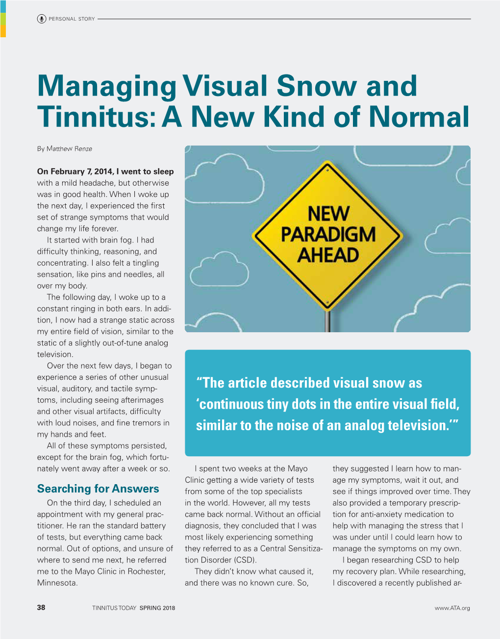 Managing Visual Snow and Tinnitus: a New Kind of Normal