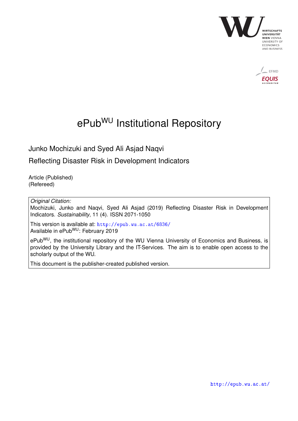 Reflecting Disaster Risk in Development Indicators