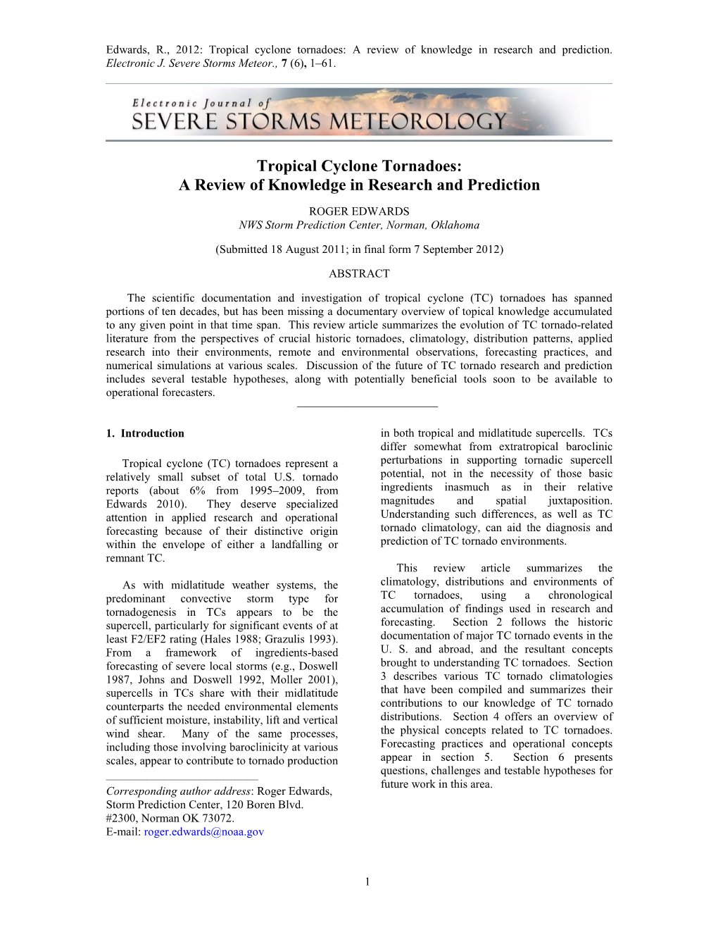 Tropical Cyclone Tornadoes: a Review of Knowledge in Research and Prediction