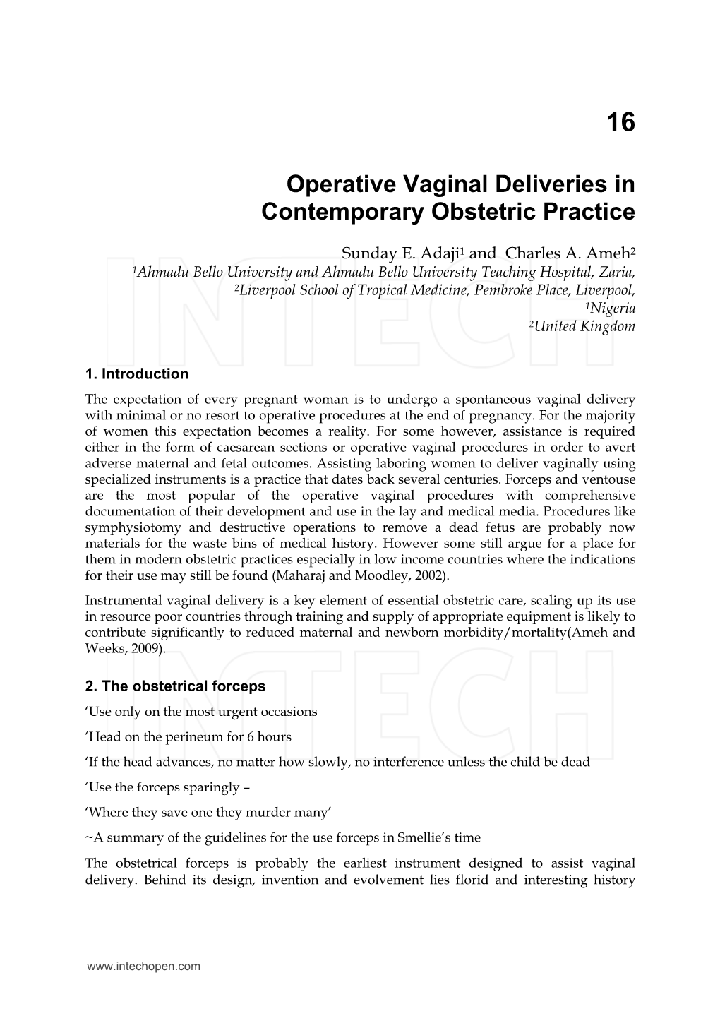 Operative Vaginal Deliveries in Contemporary Obstetric Practice