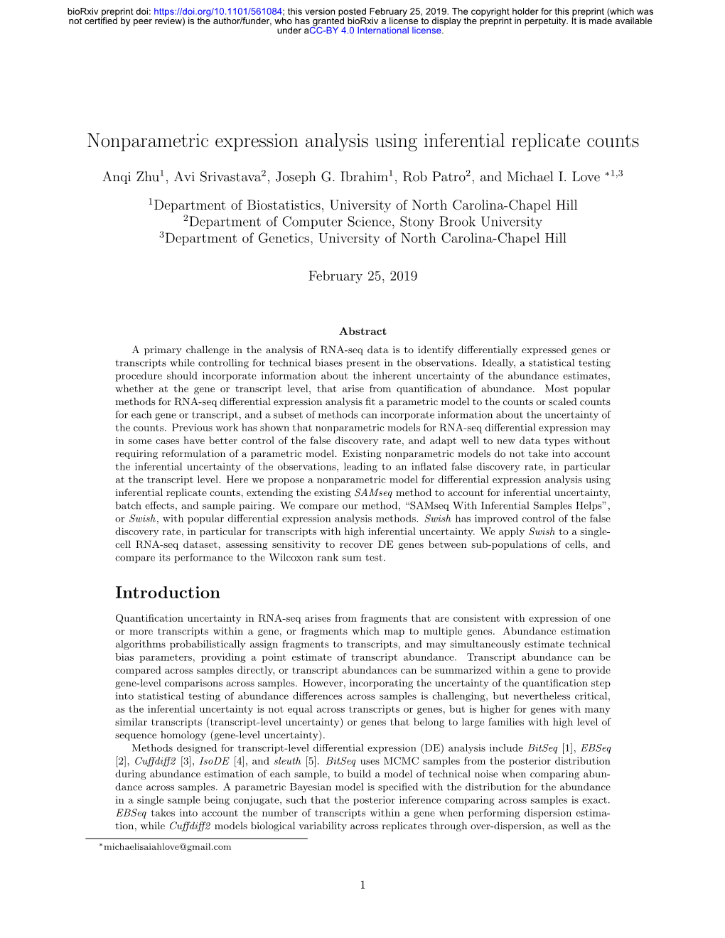 Nonparametric Expression Analysis Using Inferential Replicate Counts