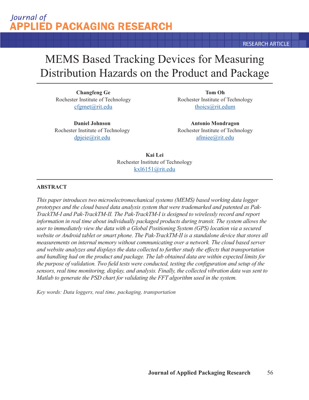 MEMS Based Tracking Devices for Measuring Distribution Hazards on the Product and Package