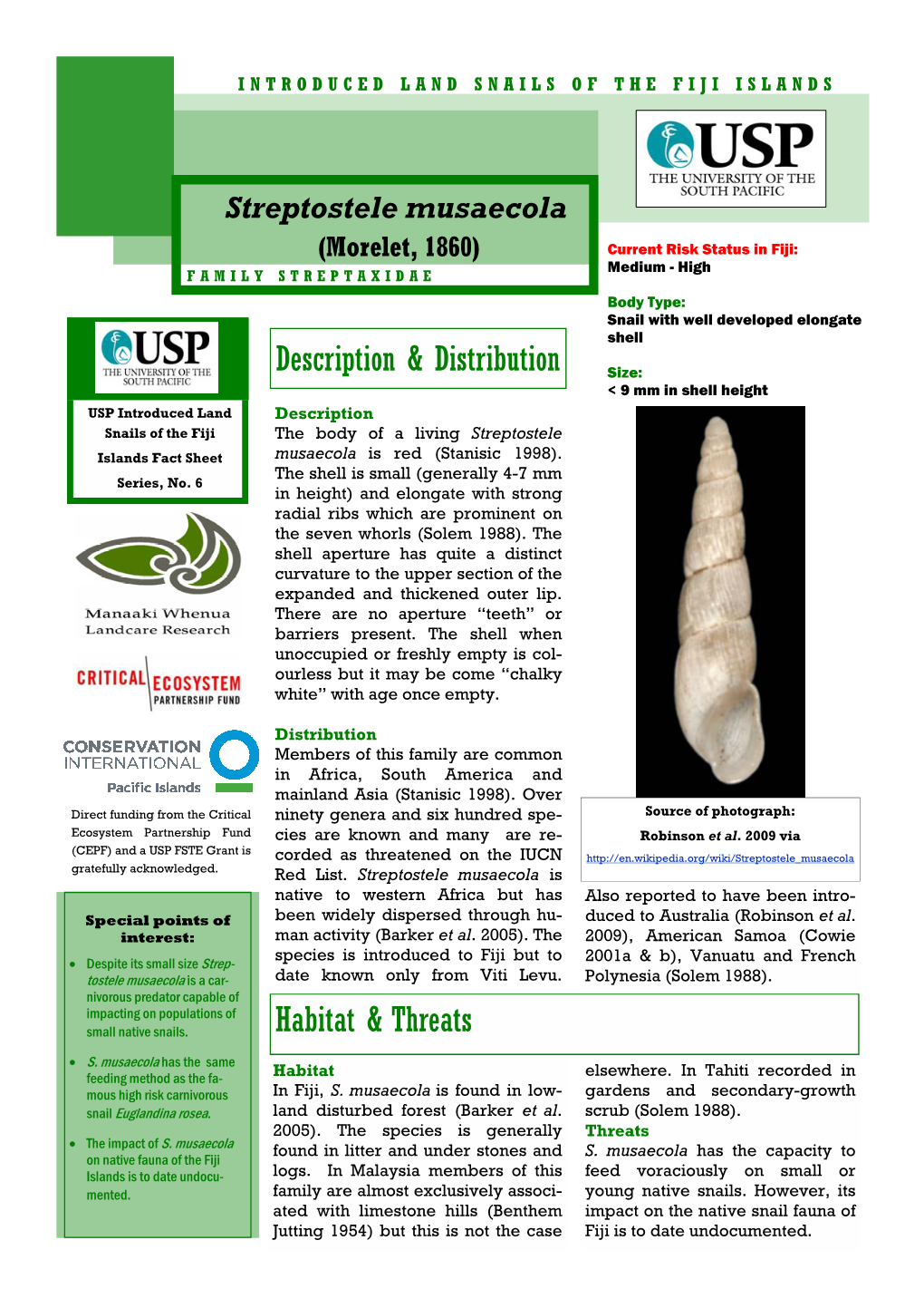 FS6 Streptostele Musaecola Factsheet 6 Fiji.Pub