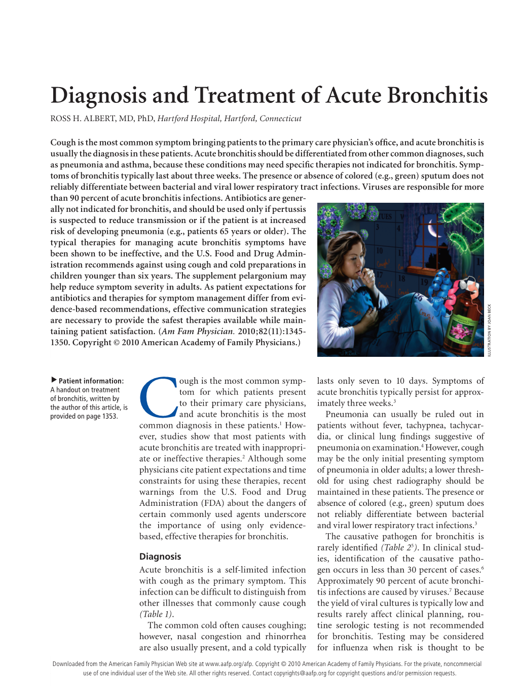 Diagnosis and Treatment of Acute Bronchitis ROSS H