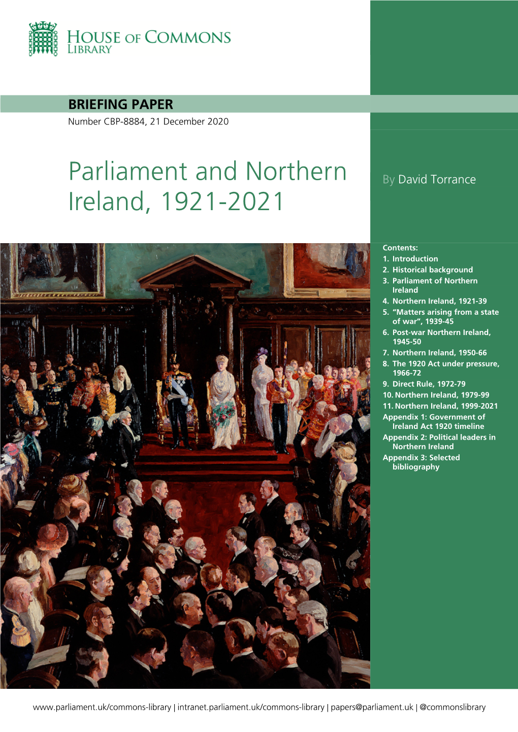 Parliament and Northern Ireland, 1921-2021