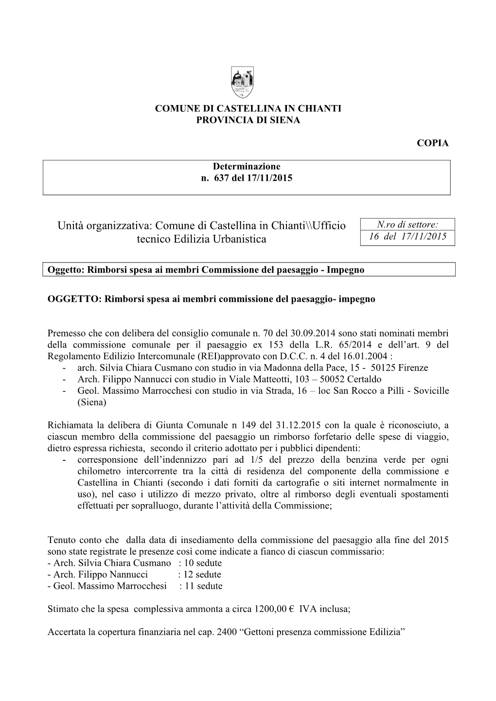 Comune Di Castellina in Chianti\\Ufficio Tecnico Edilizia
