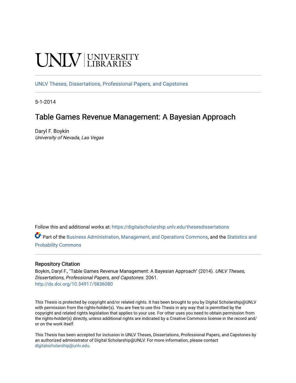 Table Games Revenue Management: a Bayesian Approach