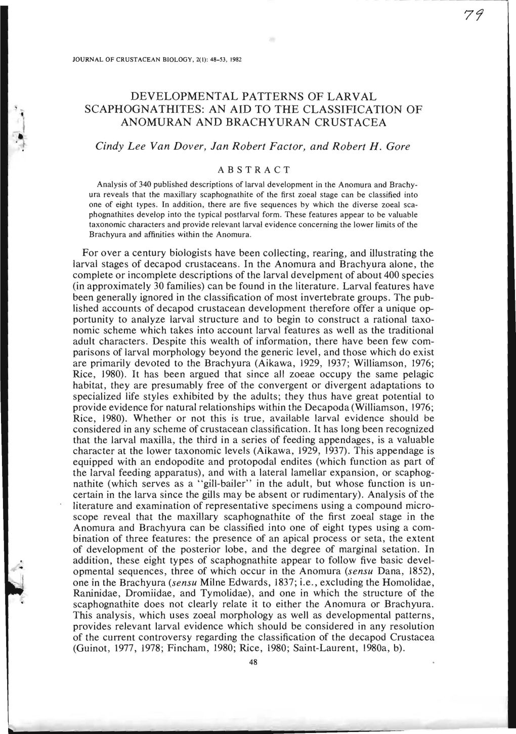 Developmental Patterns of Larval