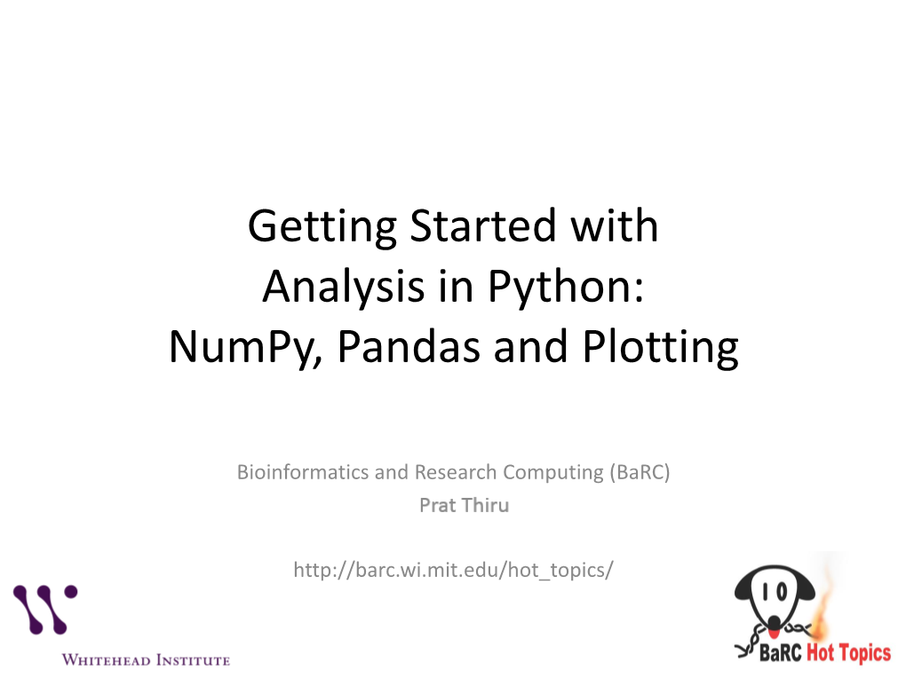 Getting Started with Analysis in Python: Numpy, Pandas and Plotting