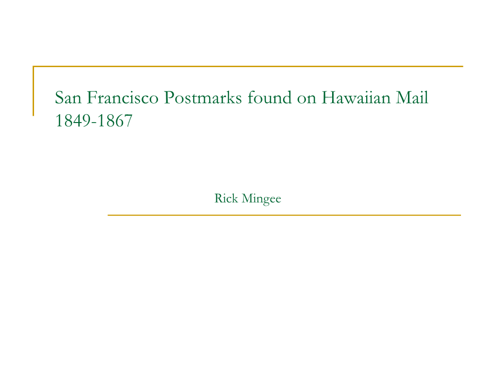 The Postmarks of San Francisco