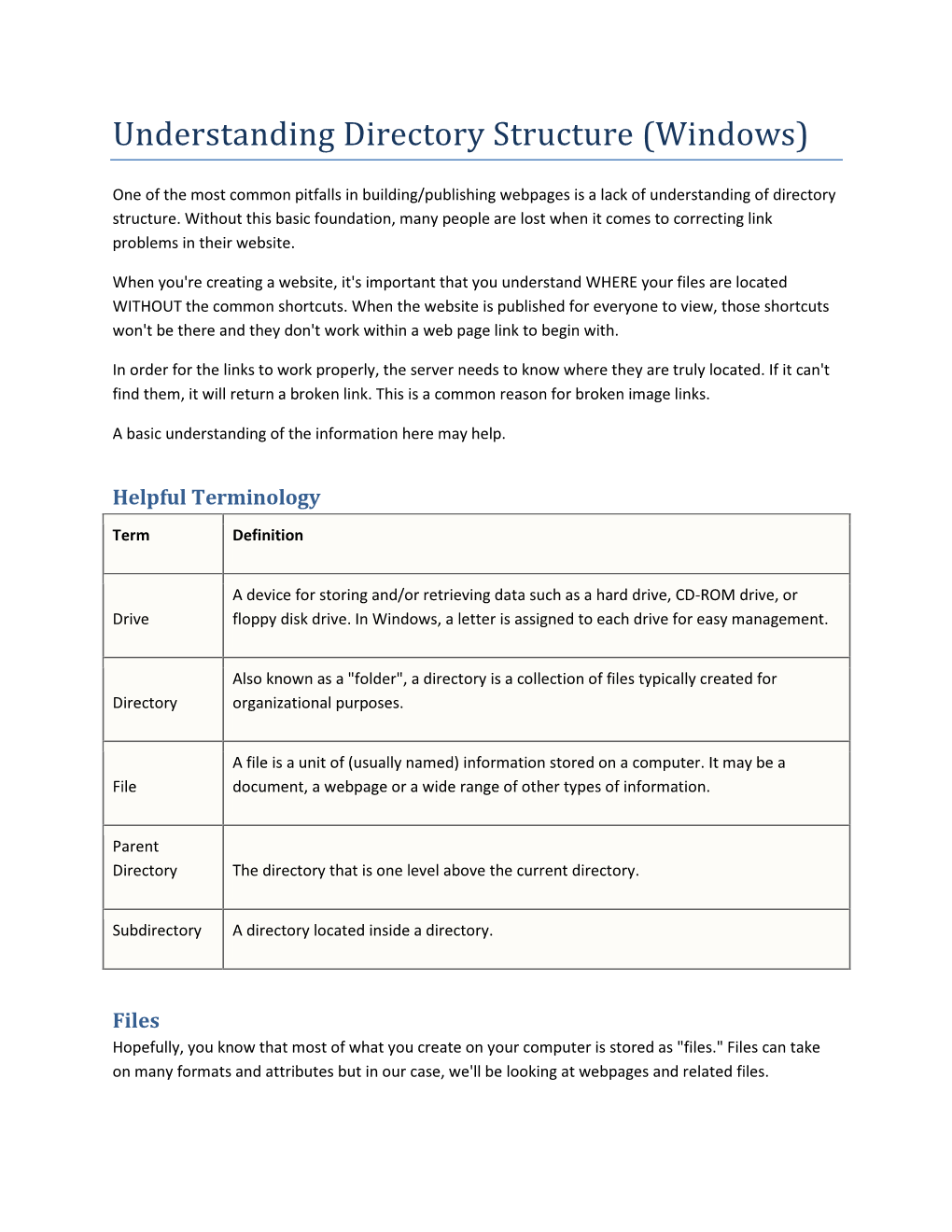 Understanding Directory Structure (Windows)