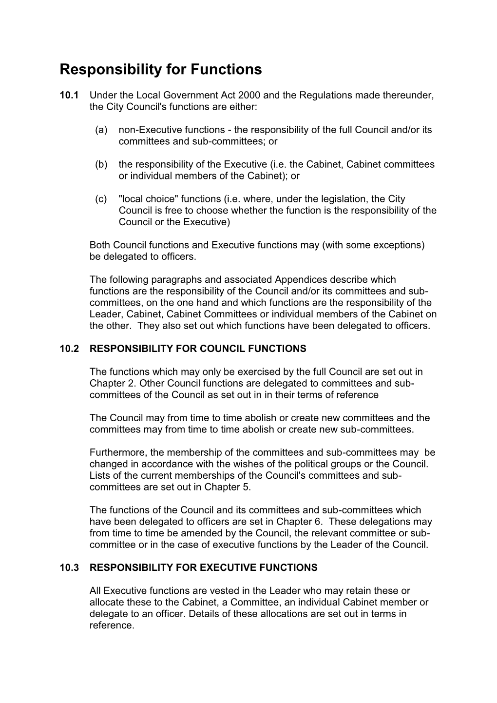 Responsibility for Council Functions PDF 17 KB