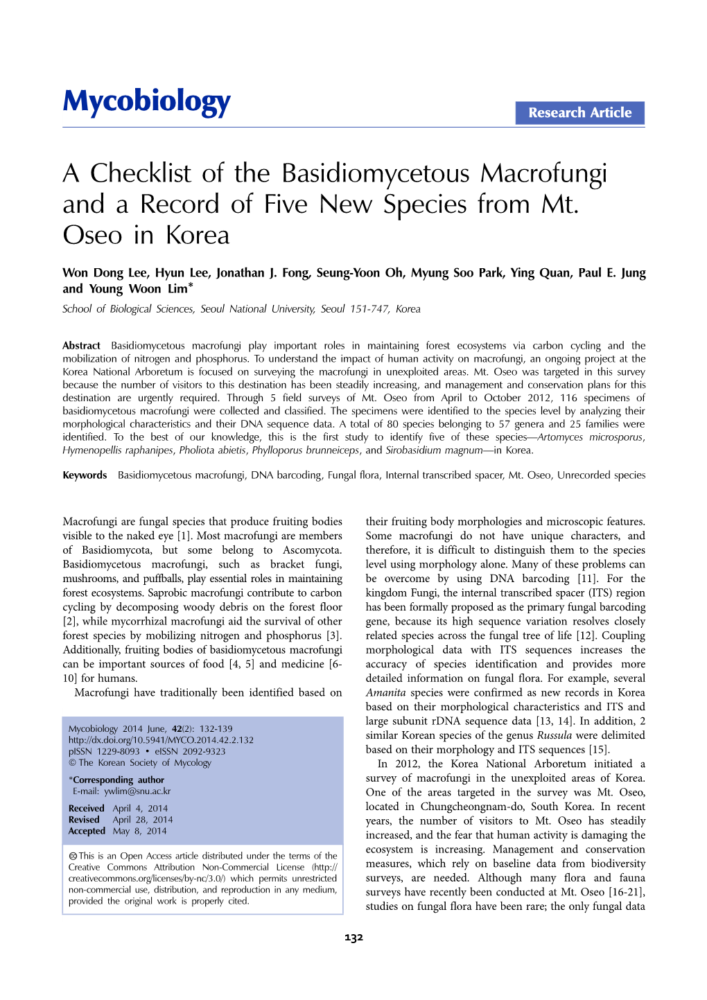 Mycobiology Research Article