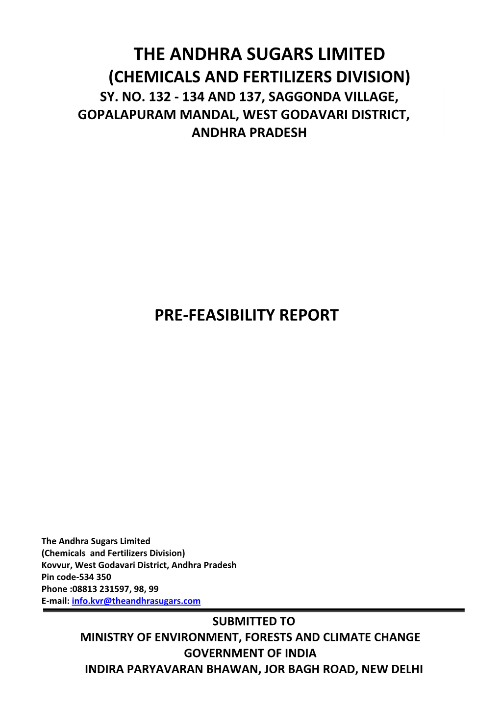 The Andhra Sugars Limited (Chemicals and Fertilizers Division) Sy