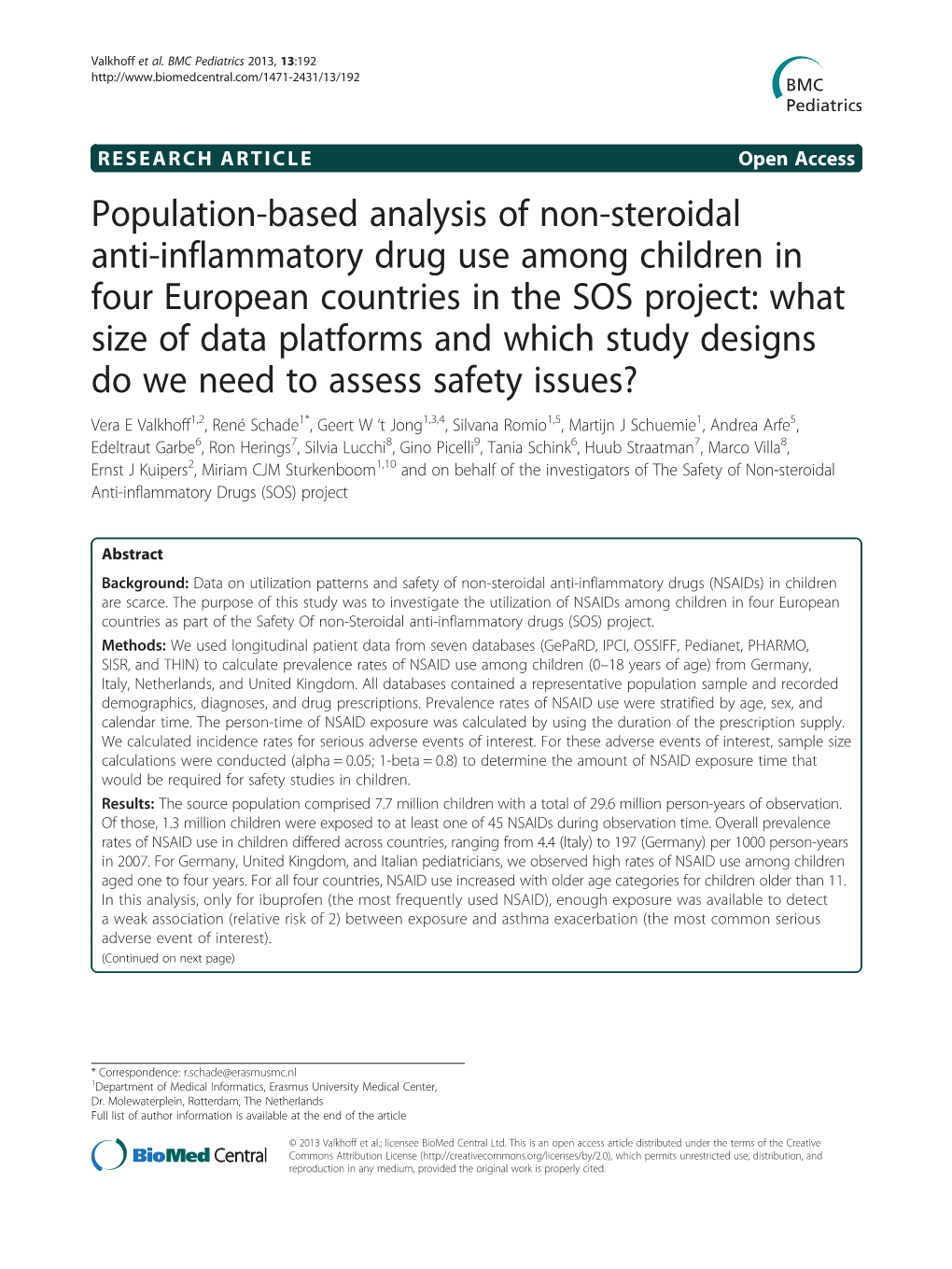 Population-Based Analysis of Non-Steroidal Anti-Inflammatory