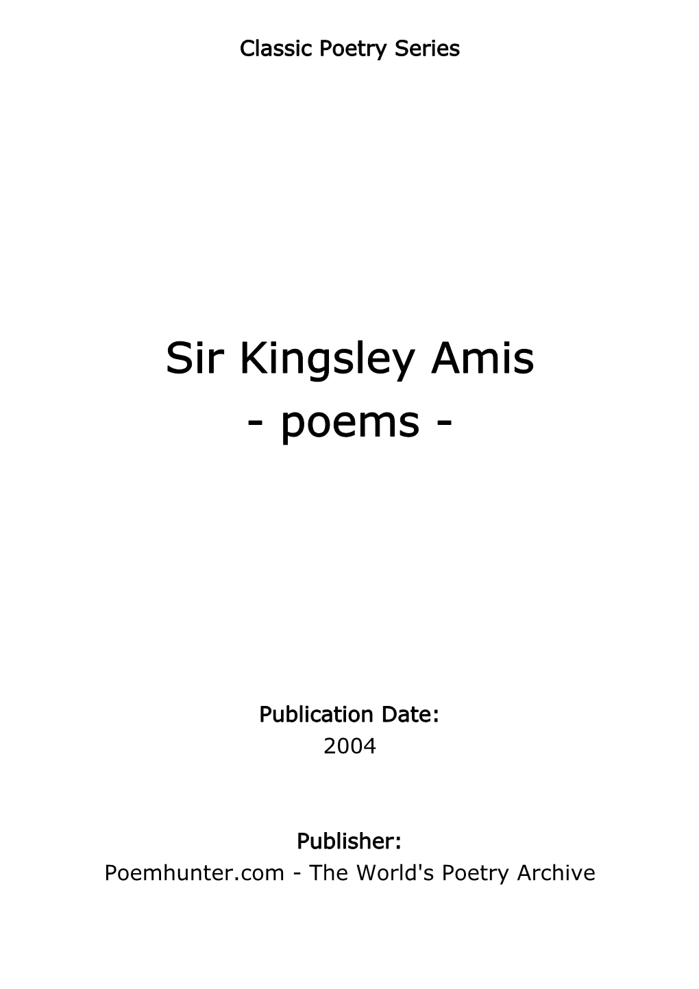 Sir Kingsley Amis - Poems