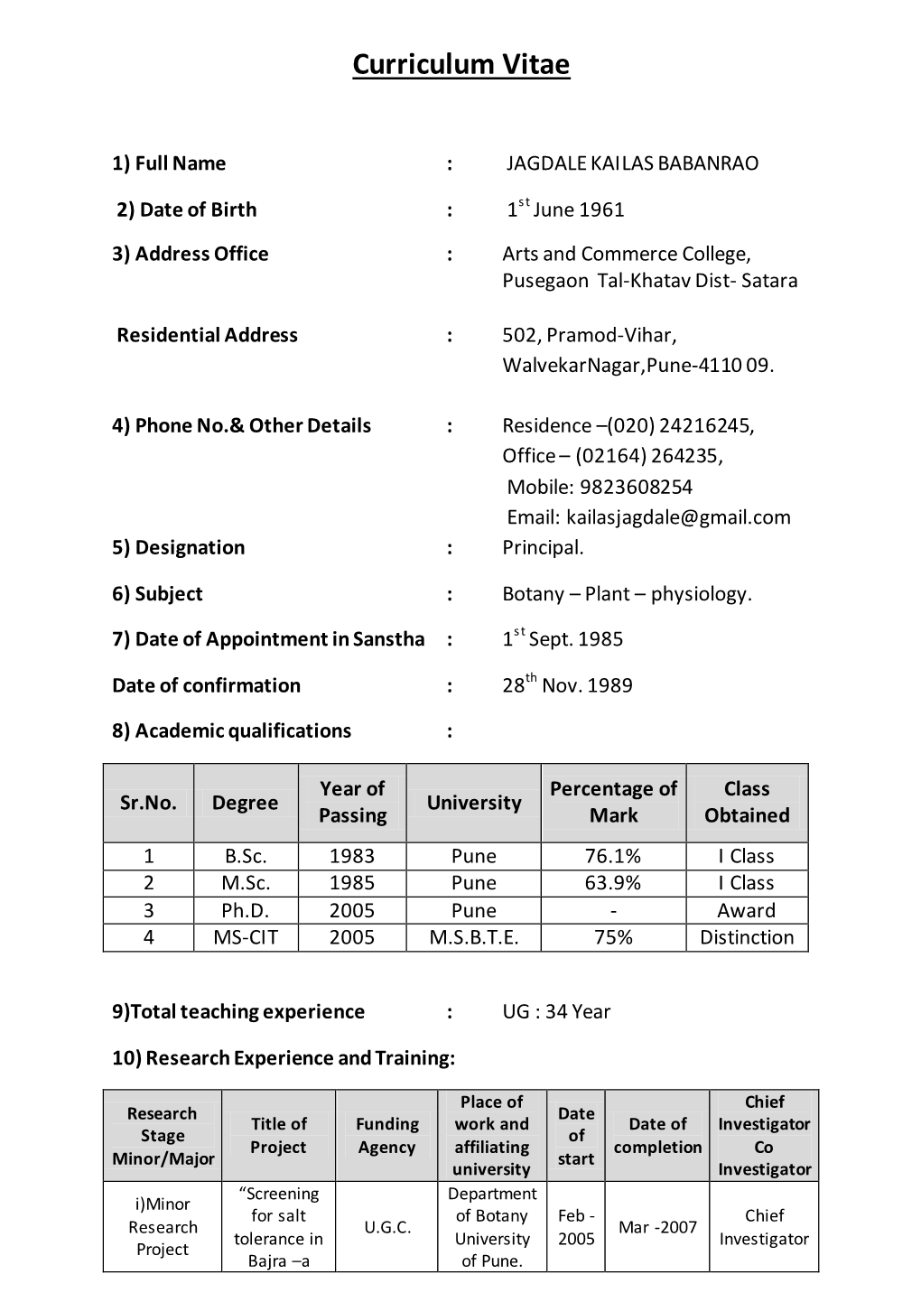 Curriculum Vitae