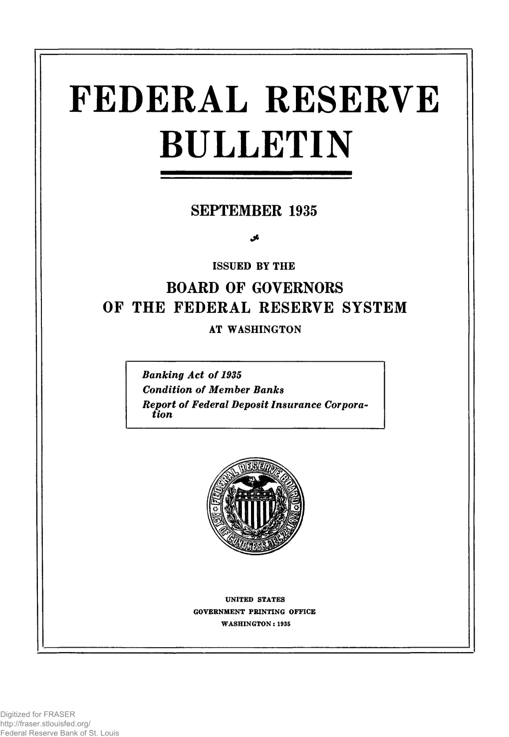 Federal Reserve Bulletin September 1935