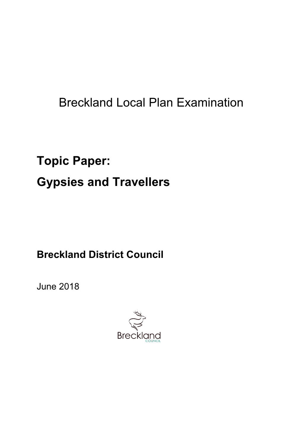 Breckland Local Plan Examination Topic Paper: Gypsies and Travellers