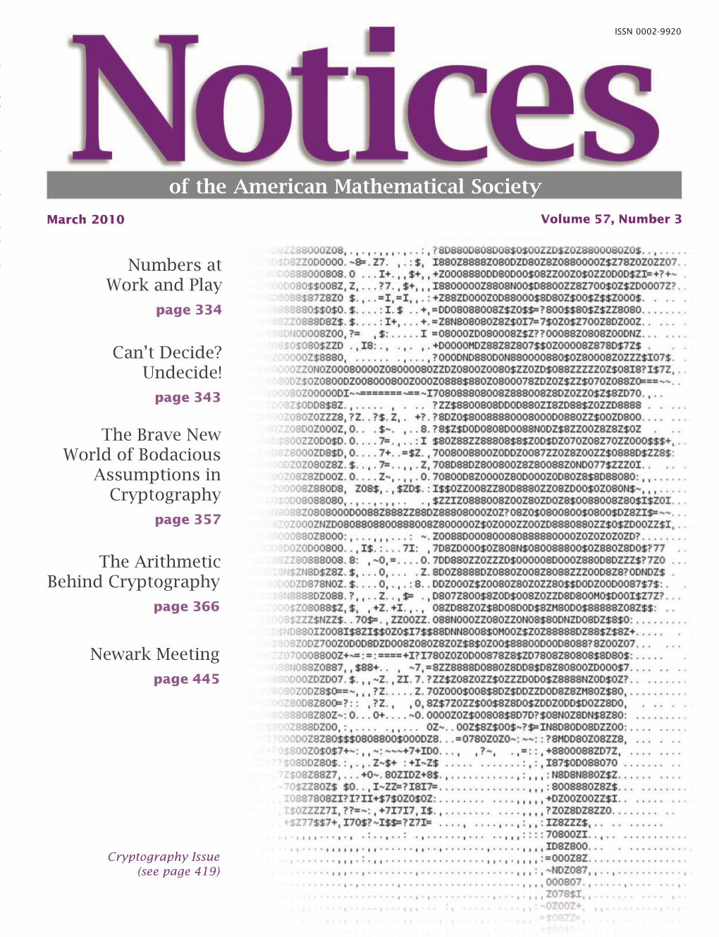 Notices of the American Mathematical Society AMERICAN MATHEMATICAL SOCIETY