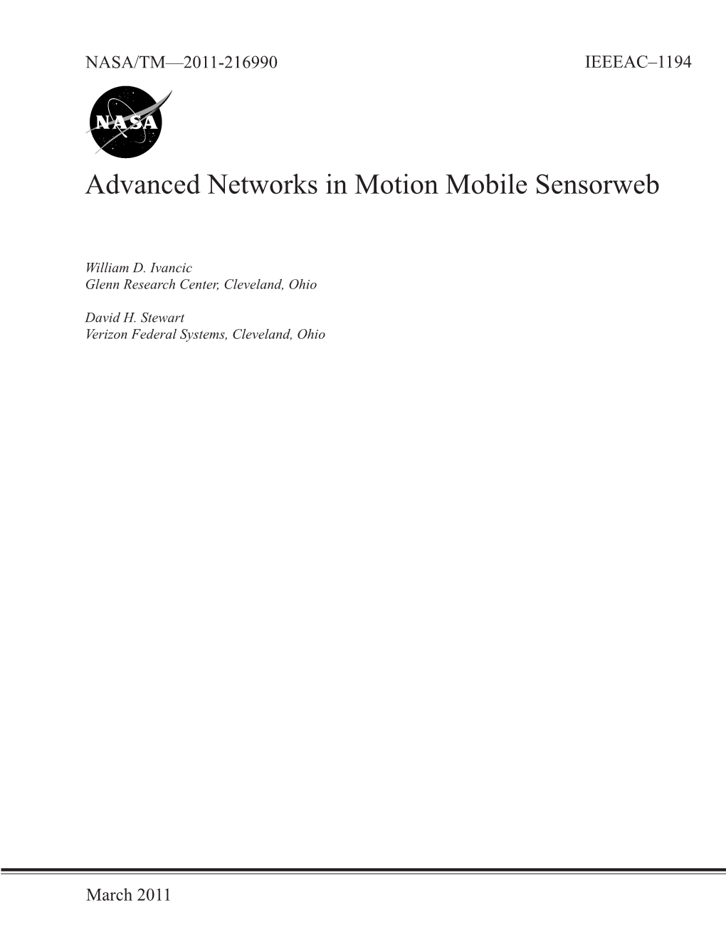 Advanced Networks in Motion Mobile Sensorweb