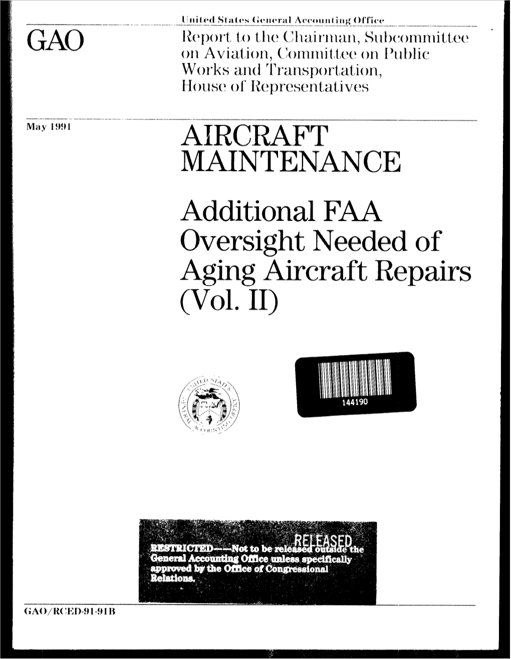 RCED-91-91B Aircraft Maintenance