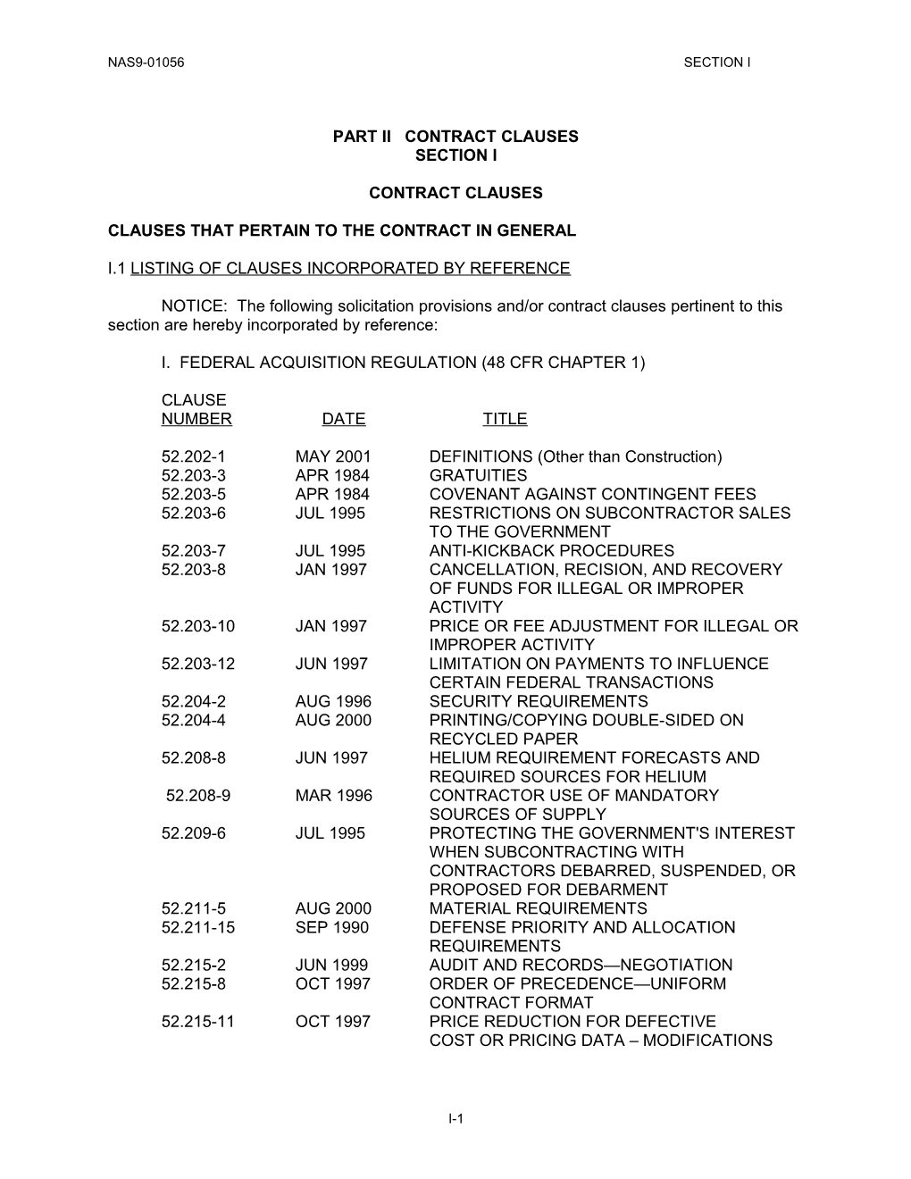 Part Ii Contract Clauses