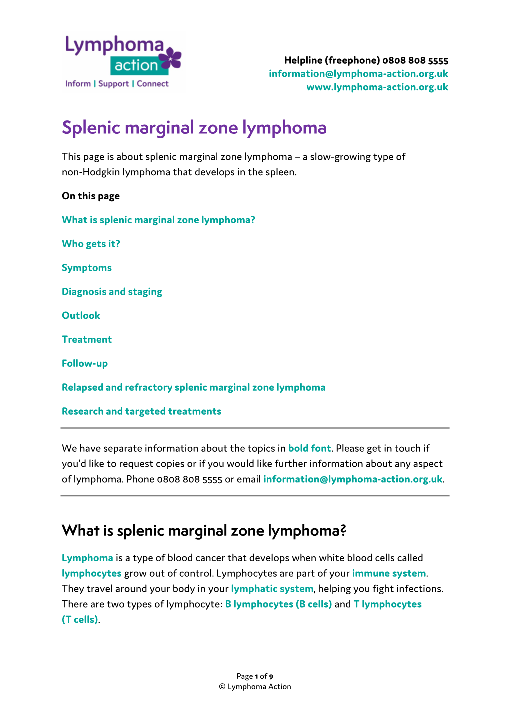 Splenic Marginal Zone Lymphoma