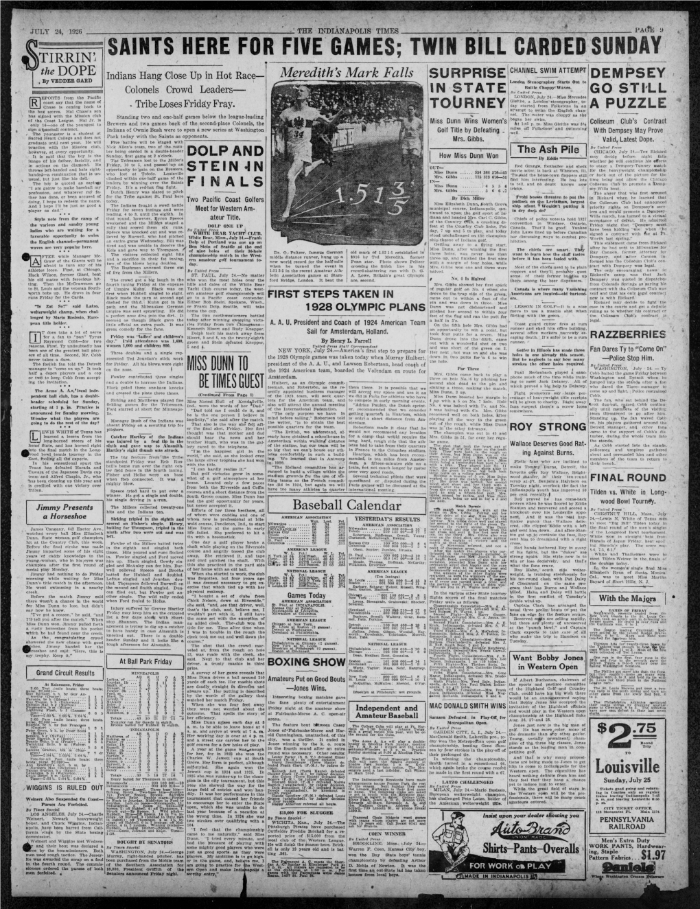 Isslnnl the 1924 American the Volendam En Route for I’Aul Berlenbach Played a Saxo- Cobb Halted the Game Friday Between a Mrs