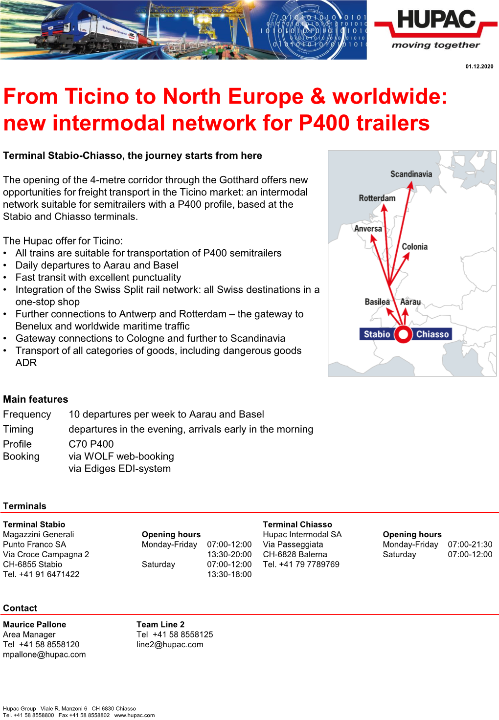 From Ticino to North Europe & Worldwide: New Intermodal Network