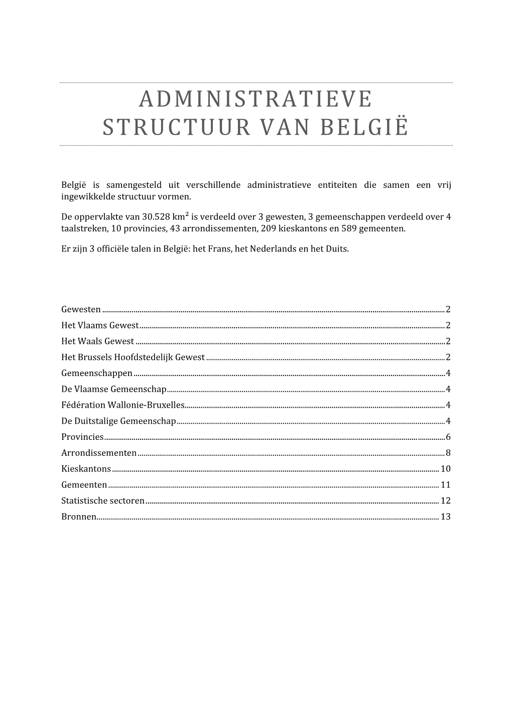 Administratieve Structuur Van België