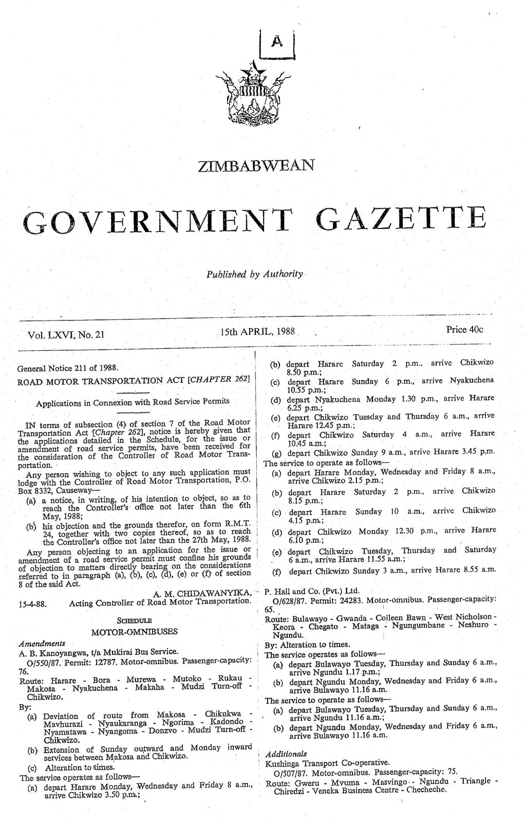 Zimbabwean Government Gazette