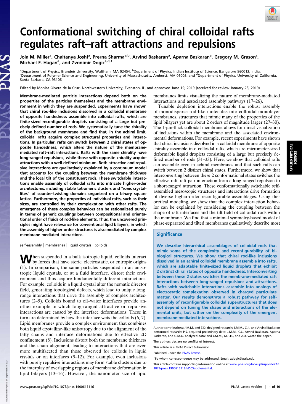 Conformational Switching of Chiral Colloidal Rafts Regulates Raft–Raft Attractions and Repulsions