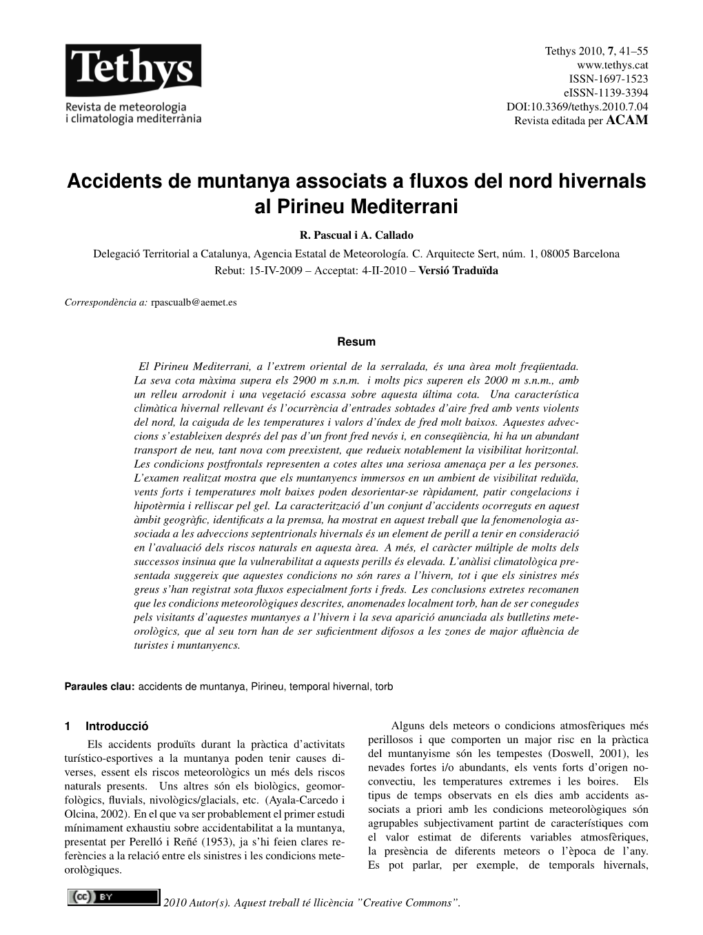Accidents De Muntanya Associats a Fluxos Del Nord Hivernals Al Pirineu Mediterrani