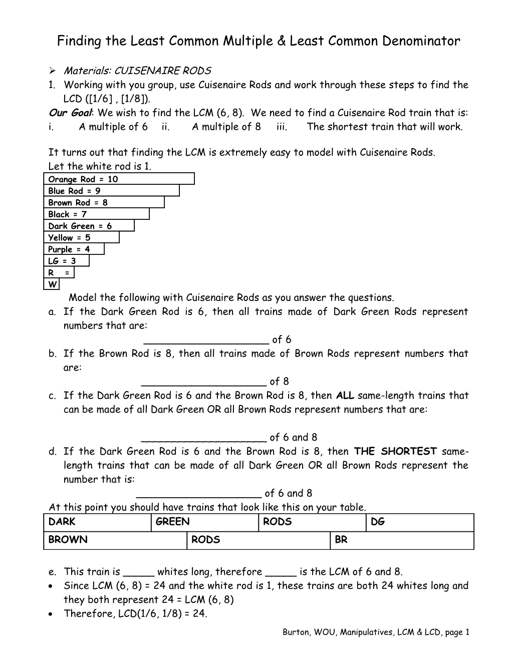 Finding the Least Common Multiple & Least Common Denominator