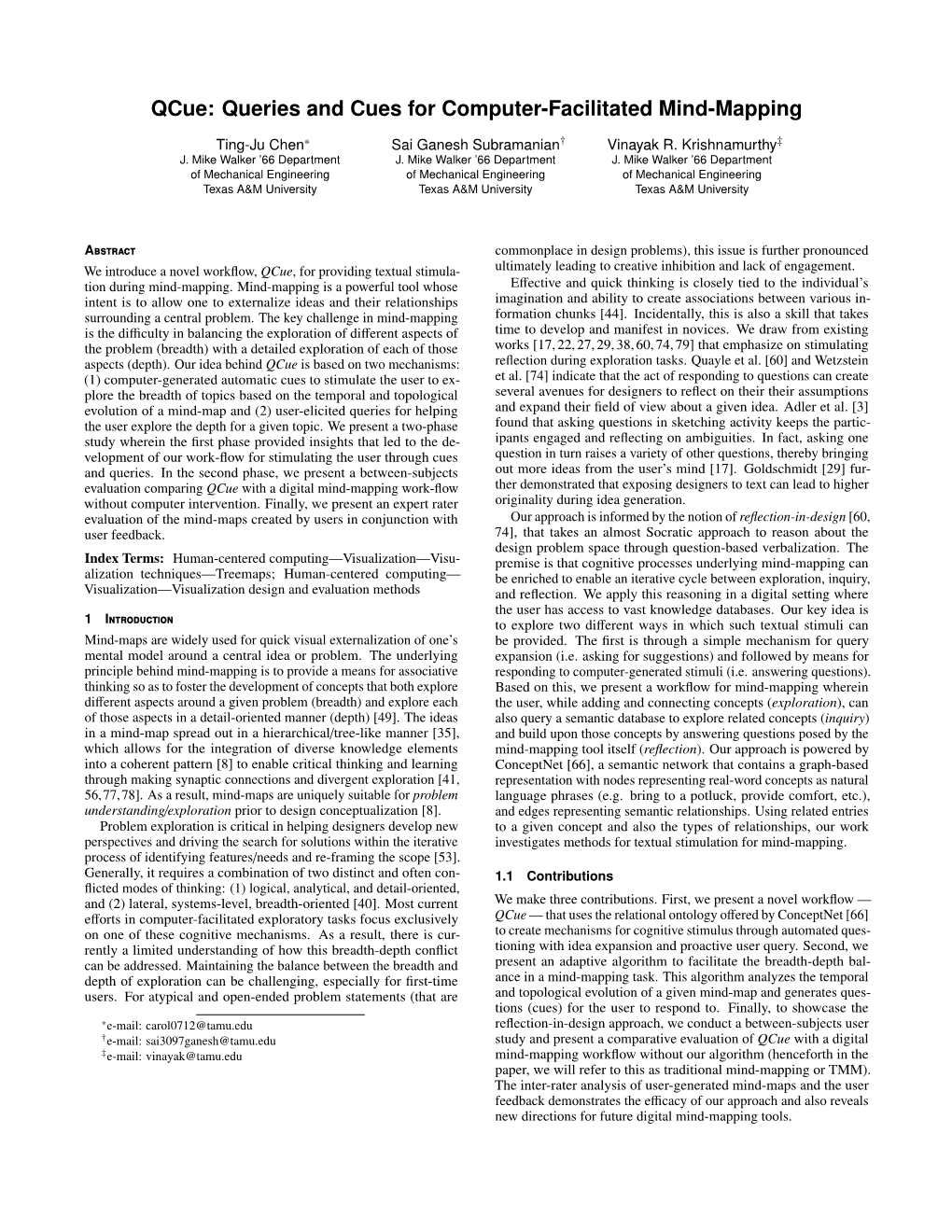 Qcue: Queries and Cues for Computer-Facilitated Mind-Mapping