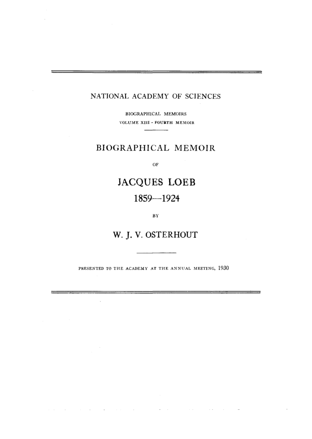 Jacques Loeb 1859—1924