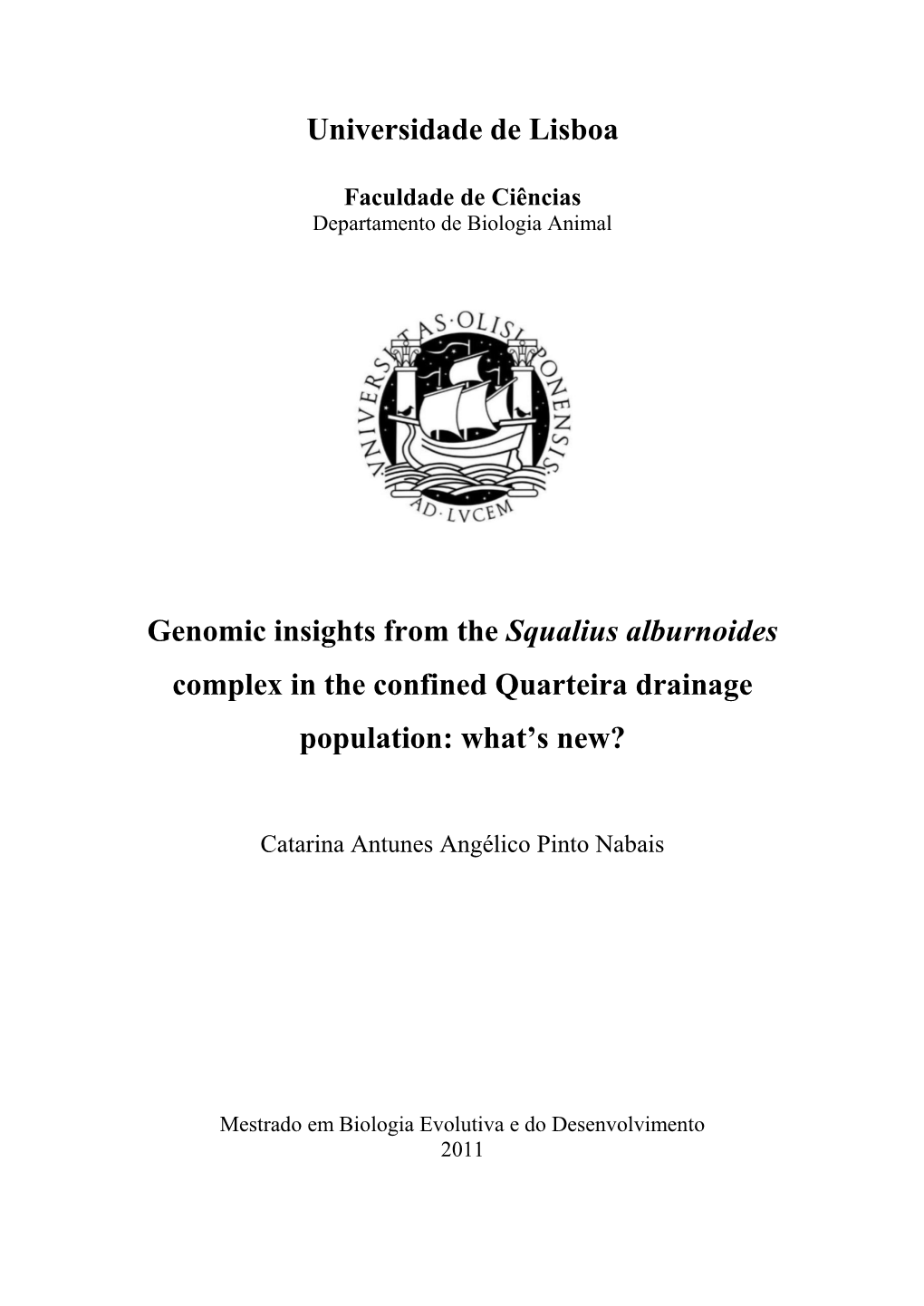 Universidade De Lisboa Genomic Insights from the Squalius