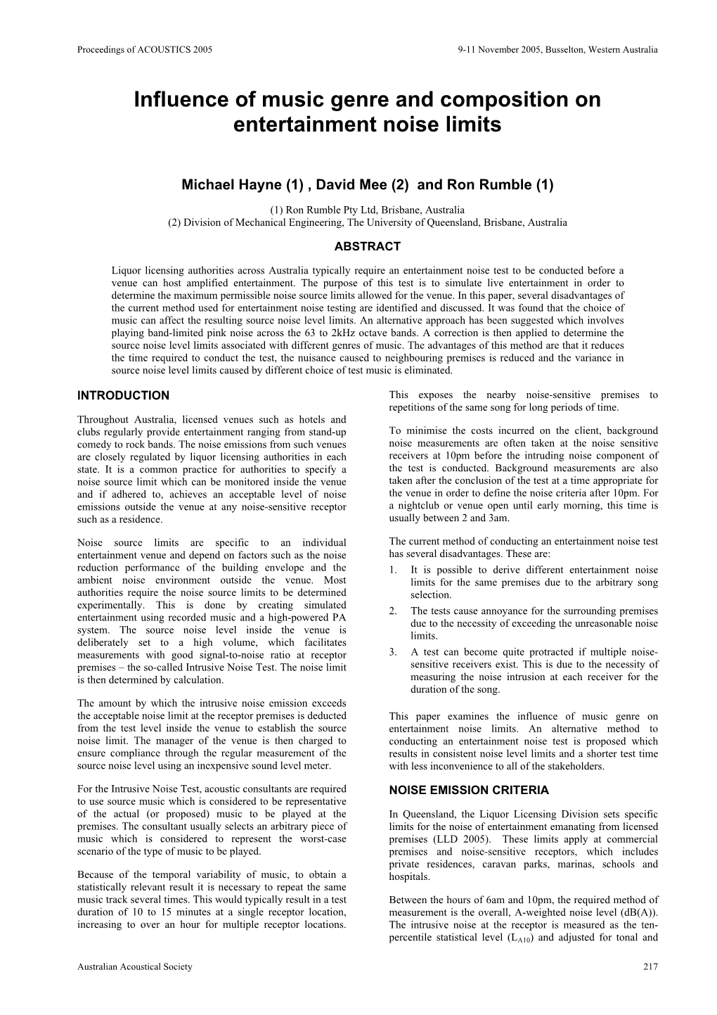 Influence of Music Genre and Composition on Entertainment Noise Limits