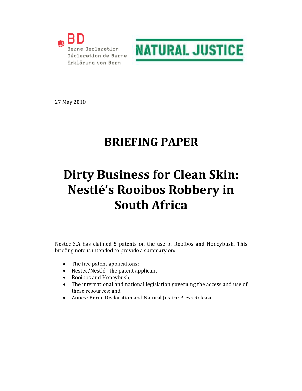 Nestlé's Rooibos Robbery in South Africa