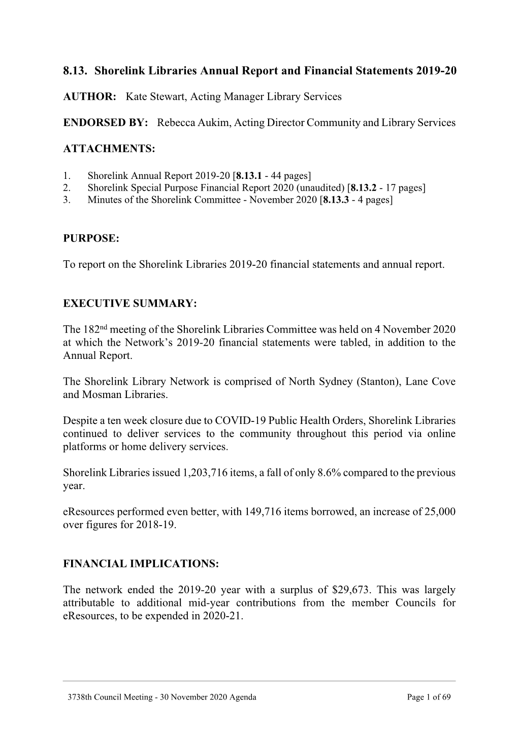 Shorelink Libraries Annual Report and Financial Statements 2019-20