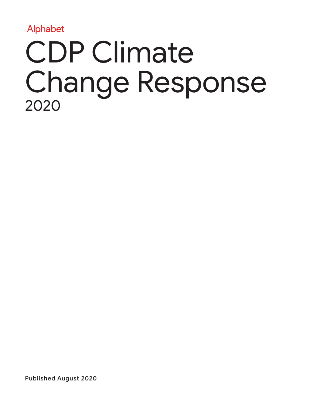 CDP Climate Change Response 2020
