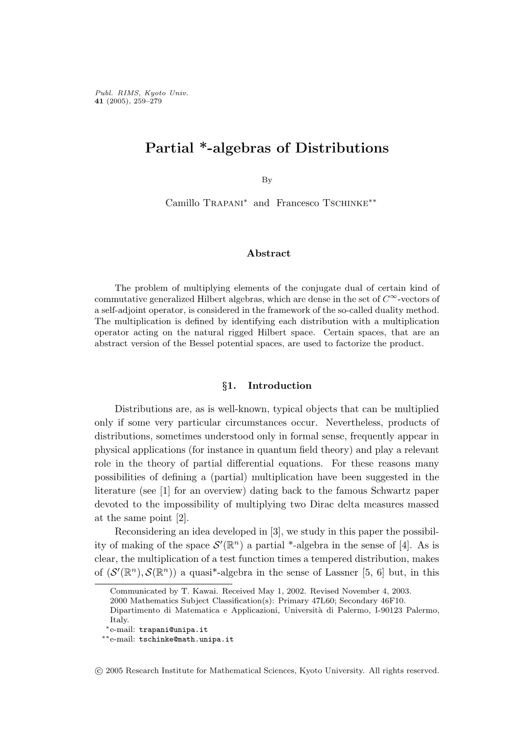 Partial *-Algebras of Distributions